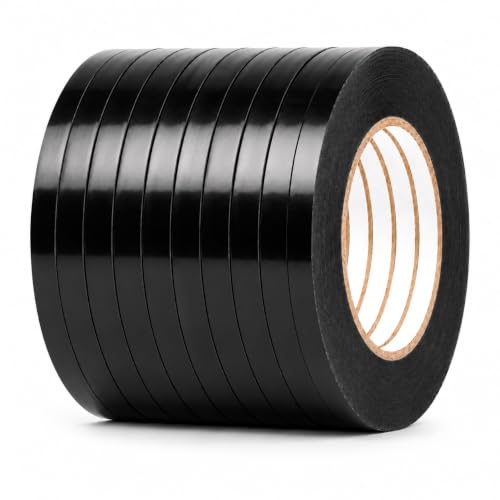 GGR Supplies UPVC-24BS Black Poly Bag Sealing Tape, 3/8 Inch x 180 Yards, Bag Sealing Tape for Produce, Bakery, Candy, Food Packaging and Inventory Color Coding. Pack of 10