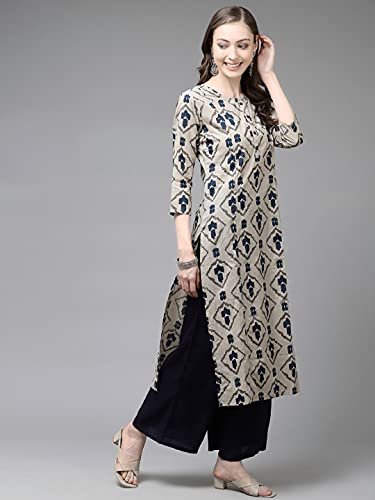 Image of YUFTA Women Beige & Blue Printed Dupatta Set