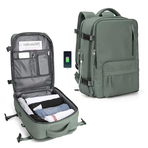 Mochila De Viagem Grande, Impermeável, Com Porta Usb, Multifuncional Antifurto, Compartimento Para Sapatos, Bolso Para Viagem, Mochila Para Notebook, Feminina E Masculina (VERDE ESCURO)
