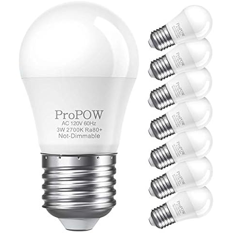 ProPOW 3W LED Bulb Equivalent 25 Watt Light Bulbs, A15 LED Light Bulb Soft White 2700K Energy Saving Low Watt Light Bulbs, E26 Base Bulb for Home Bedroom(8 Pack) Cover