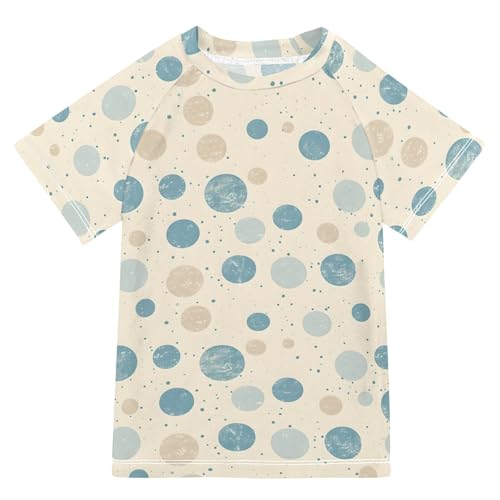 ALAZA Kids Rash Guard Boys Toddler Swim Shirts Short Sleeve Pale Blue Polka Dot UPF 50+ 3T