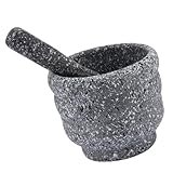 NUOBESTY Mortero de Granito Exprimidor de Ajo Práctico para Cocina Familiar Recipiente Multifuncional para Medicamentos y Condimentos Juego de Medicina y Mortero Compacto