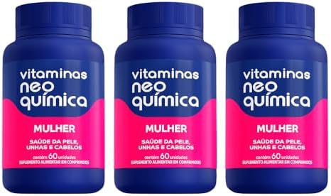 Kit 3un Vitamina Neo Química Mulher Com 60 comprimidos, Pele, Unh...