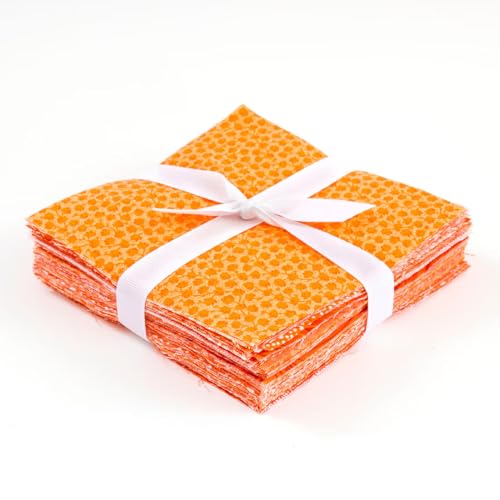 It's All Orange 90-Piece Pre-Cut Charm Fabric, 5 inch Pre Cut Fabric, 100% Cotton Fabric, Quilt Ready to Sew, DIY Crafts