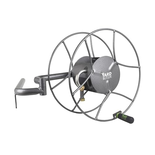 Yard Butler Wall Mounted Swivel Hose Reel, 180°, 100ft - Leakproof Hose Storage Solution - Durable Powder Coated Steel Construction - Rust Resistant Outdoor Watering Accessory - Tangle-Free Operation