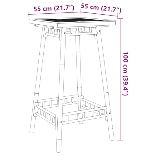 Mesa de jardín cuadrada de bambú premium con diseño de listones elegante 3