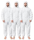 Bahob® 3 Pack Protective Disposable Overall Paper Boiler Suit Coveralls Protection Suit Elasticated hood, Cuffs and Ankles