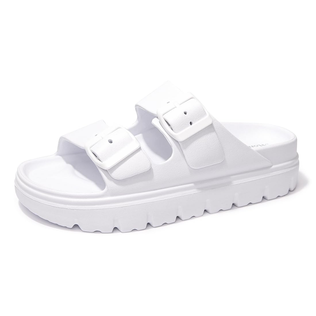 FUNKYMONKEYWomen's Comfort Slides Double Buckle Adjustable EVA Flat Sandals