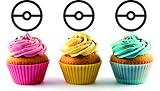 Pokeball Silhouette Acrylic Cupcake Toppers 12 pcs