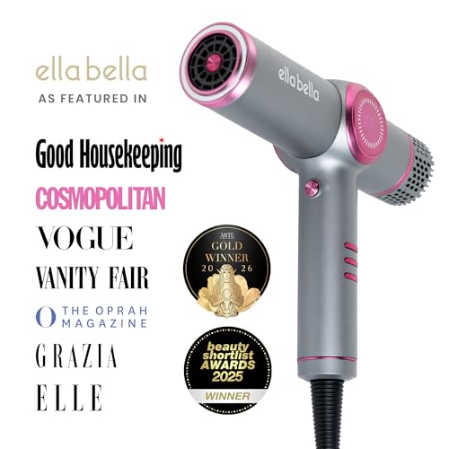 Image of ELLA BELLA Ionic Hair Dryer with Diffuser - Negative Ion Blow Dryer, Quiet