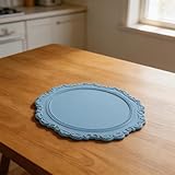 Dessous de plat circulaire en silicone gaufré, parfaits pour protéger les tables de la chaleur et des rayures pendant la cuisson et la salle à manger (bleu)