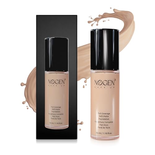 NØGEN Foundation Full Coverage: Matte Long-Lasting Makeup for a Flawless Finish | Oil Control & Lightweight Blendable Foundation (N02 Nude, 35ml)