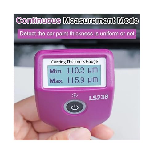 Medidor de espesor de pintura, medidor digital LS238 0.0-3500μm Fe/Al, probador de recubrimiento de coches con sonda pequeña de alta precisión para automóviles miniatura 4