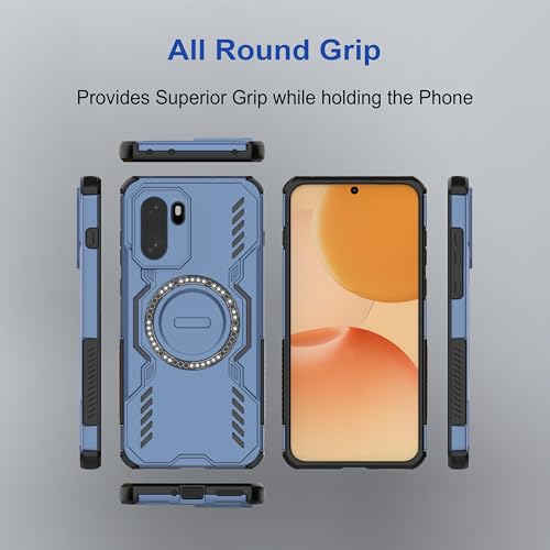 Image of amazon basics Back Case Cover for OnePlus 15R 5G | Magnetic Case with Built-in Metal Ring | Supports MagSafe Charger, Wallet & Car Mount | Shockproof Hybrid PC + TPU | Blue