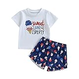 Toddler Baby Girl 4th of July Outfit Letter T-Shirt Tops Bloomers Shorts Sets Cute American Flag Summer Clothess (White Ice Cream Cone, 3-4 Years)