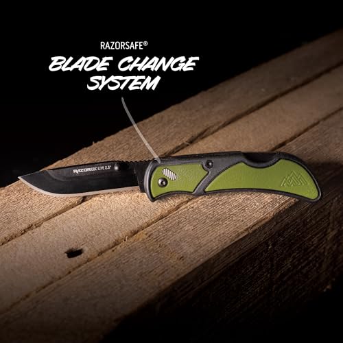 OUTDOOR EDGE Razor EDC Lite Folding Pocket Knife with Clip | Compact 2.5” Replaceable Blade Knife with RazorSafe Blades | Perfect Small Blade for Men, Women, Work & Camping (Green, 2 Black Blades) by OUTDOOR EDGE - Image 2