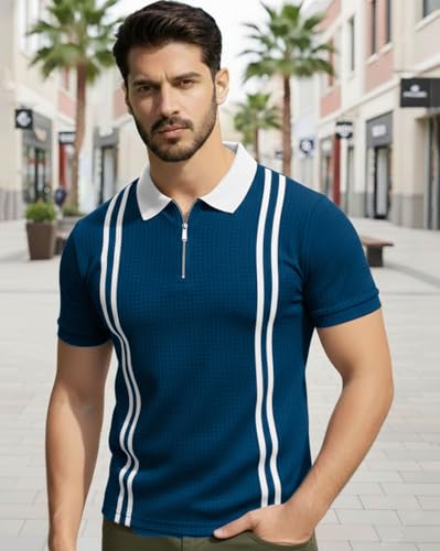 Image of AUSK Men Casual T-Shirt, Texture Printed Half Sleeve Tshirt for Mens, Polo Tshirt for Boys