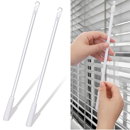 Vodolo Blind Wand Vertical Blinds Replacement Parts,2PCS White Fiberglass Blinds Stick Replacement with Hook and Handle Curtain Stick Blind Tilt Wand for Window Opener Accessory (12 Inch)