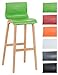 Designerski stołek barowy Hoover z oparciem i siedziskiem z tworzywa sztucznego I krzesło barowe z drewnianym stelażem i podnóżkiem I wysokość siedziska: 77 cm, kolor: zielony