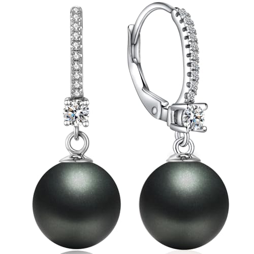 Boucle d'oreille perle blanche argent 925 femme jiamiaoi 18k