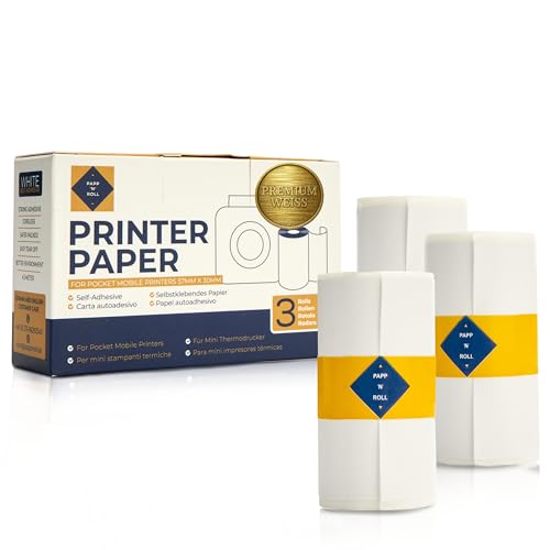 Papp'n'Roll® Carta adesiva termica per stampante termica PeriPage A6/Paperang P1 P1/Poooli Carta per Mini Stampante 57 x 30 mm
