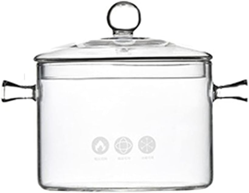 DOITOOL Glass Saucepan with Cover, Clear Glass Pot for