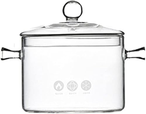 Miniatura 10 de Olla de vidrio de borosilicato de 1 litro con tapa, juego de utensilios de cocina de vidrio grueso, olla transparente para pasta, fideos, sopa,