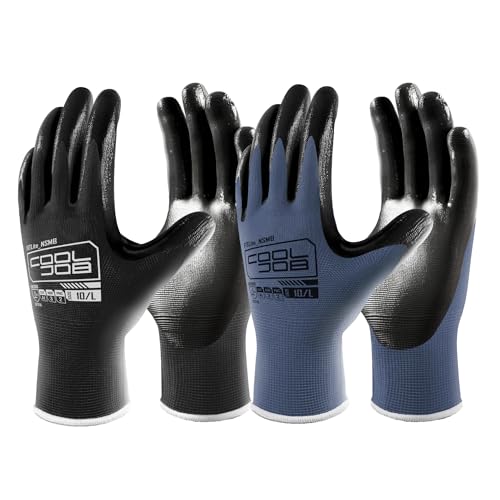 COOLJOB 10 Pairs Nitrile Dipped Safety Work Gloves with Grip, Non-slip