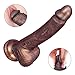 Realistic Brown Dildo with Suction Cup, Fovel Dual Density Liquid Silicone Adult Toys for G-Spot Anal 8.3 Inch Premium Penis Dong, Sex Toy for Female & Male Masturbation