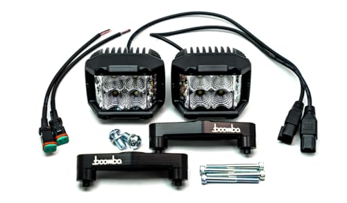 Side Mount Bracket Set with Lights Included Compatible with Jeep Wrangler/Gladiator (Black)