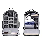 Cwatcun Kamerarucksack Professional für Spiegellose SLR/SLR Kamera wasserdichte Kameratasche Kompatibel mit Sony Canon Nikon Kamera und Objektivstativ Zubehör (2.0 Groß, Schwarz)