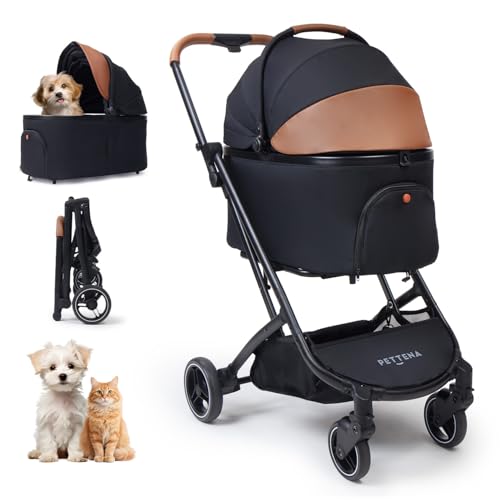 【最新X-FOLD折りたたみ技術】PETTENA 分離型 ペットカート 小型犬 ワンタッチコット折り畳み 耐荷重25kg 広々空間 自立可能 軽量 犬・猫バギー PETTENA ペットカートORION（オリオン）ブラック