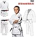 FUJI Kids All-Around Brazilian Style Jiu Jitsu Uniform with C0-Sized White Belt, White, Size C1