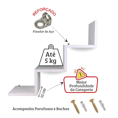 Prateleiras de Parede Nicho de MDF Branco para Quarto, Sala, Banheiro