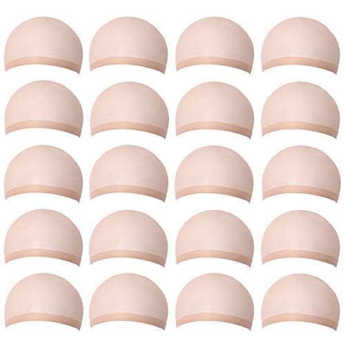 MapofBeauty 20pcs Breathable Stretchy Nylon Wig Cap (Beige Yellow)