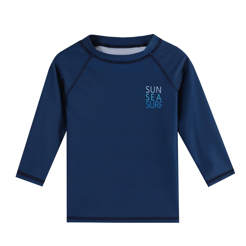 Baby Boys Swimsuit Summer Beach Rash Guard Swimwear Two Piece Sunsuit with Sun Hat(Navy Tropical,2-3T)