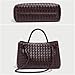Genuine Leather Women's Top-handle Handbags Fashion Ladies Handbags Shoulder Bag Purse Woven Tote Bag for Women Clutch Bag (Black brown)