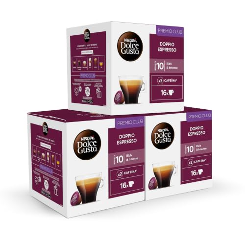 NESCAFÉ Dolce Gusto Espresso Doppio - Cápsulas de Café, 48 Cápsulas (3 x 16) - Intensidad 10 - Café Arábica y Robusta - Originales para cafeteras Dolce Gusto