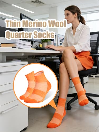 Image of Merino Wool Ankle Socks, Men's Women's 90% Wool Athletic Thin Running Moisture Wicking Socks, 3 Pairs