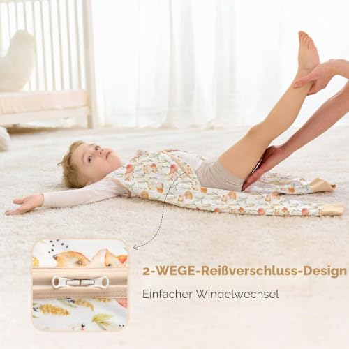 Yoofoss 2er Pack Baby Schlafsack mit Füßen 0.5 Tog 100% Baumwolle Schlafsack Baby mit Beinen Sommer Babyschlafsack für 3-4 Jahre Kinder… – Ansicht 4