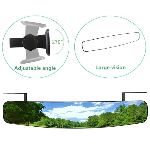 Image of Golf cart Rear View Mirror, 16.5 inch Extra Wide 180 Degree Panoramic Rear View Mirror Fit for Golf Cart EZGO Club Car Yamaha(Non-destructiv Golf cart Mirrors)