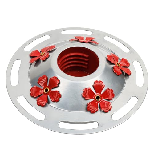 WOSIBO Hummingbird Feeder Replacement Bottom Base Replacement Part Includes Red Plastic Base Metal Top and Brushes (Silver-2)