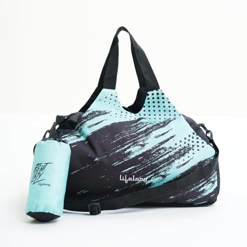 Lifelong Gym Bag for Men and Women | Sports Foldable Bag | Workout, Fitness, Exercise | Compact, Lightweight, Detachable Shoulder Strap | Ideal for Gym, Travel, and Daily Use (Sea Green)