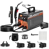 VOBOR Poste a Souder Fil Fourré Sans Gaz, 200A Synergie des Électrodes Poste à Souder, 3 en 1 MIG/ARC/Lift TIG IGBT Inverter Poste a Souder avec Fil de 1.0mm,Pistolet Soudage MIG
