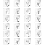 Wislter Adhesive Wall Hooks Bathroom Kitchen 24 Packs Heavy Duty 22lb(Max) Nail Free Sticky Hangers with Stainless Utility Towel Bath Ceiling Hooks