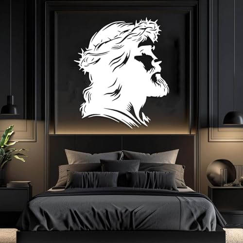 Modern Minimalist Art Metal Wall Decor Jesus,Art,Christian Religious ation,Faith Hanging,Inspirational Hanging (White,24"x20"/60x51cm)