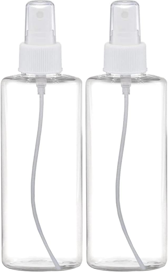 BRIGHTFROM Fine Mist Spray Bottles 6 OZ, Cylinder BPA Free Refillable Containers, Clear, Empty for Essential Oils, Spray, Water - 2 PACK (White)
