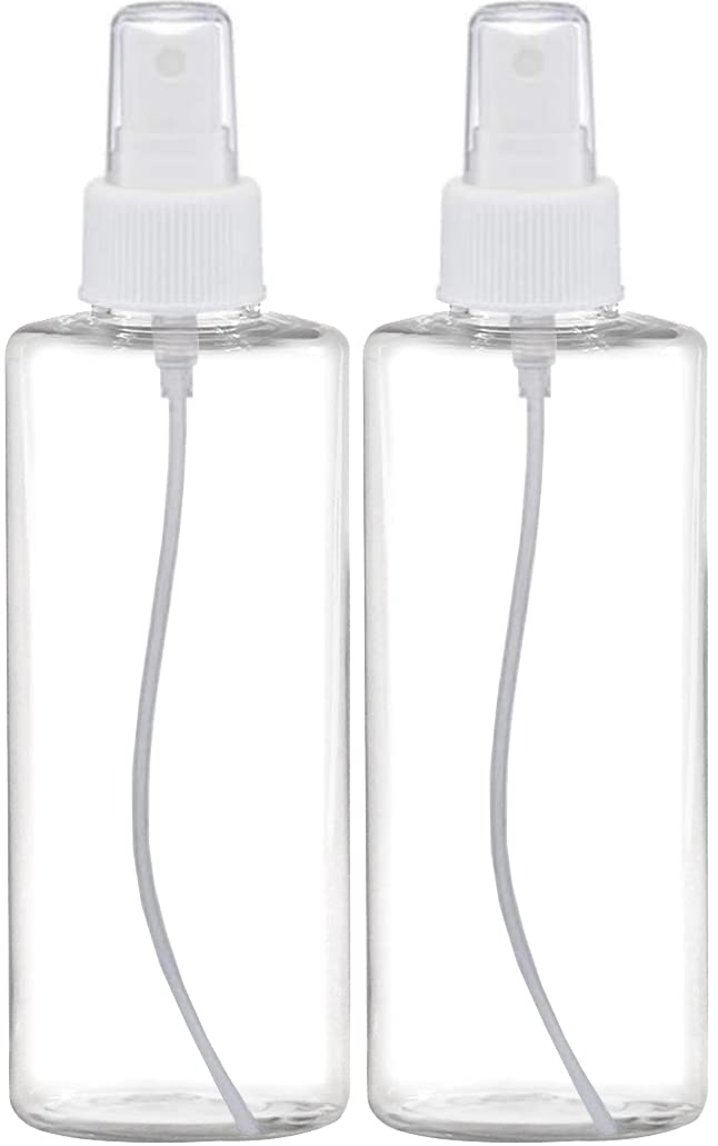 BRIGHTFROM Fine Mist Spray Bottles 6 OZ, Cylinder BPA Free Refillable Containers, Clear, Empty for Essential Oils, Spray, Water - 2 PACK (White)