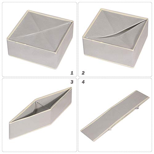 DIOMMELL Set of 4 Foldable Cloth Storage Box Closet Dresser Drawer Organizer Fabric Baskets Bins Containers Divider for Clothes Underwear Socks Lingerie Clothing, Grey 40-0000 by DIOMMELL - Used condition - Image 6