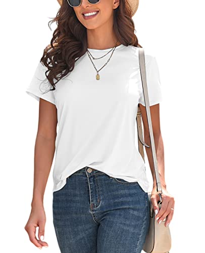 Kevamolly Basic White T Shirts For Women Upf 50+ Short Sleeve Casual Solid Summer Tops Trendy Solid Loose Fit Tshirt Xl thumb #1